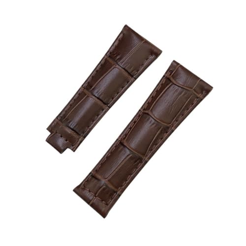 HASGTFM 20 mm Metallglied, gebogenes Ende, Krokodilleder-Armband, passend for Rolex Submariner, passend for GMT, passend for DAYTONA Yacht-Master, schwarz-grünes Armband(Brown,20MM_GOLD) von HASGTFM