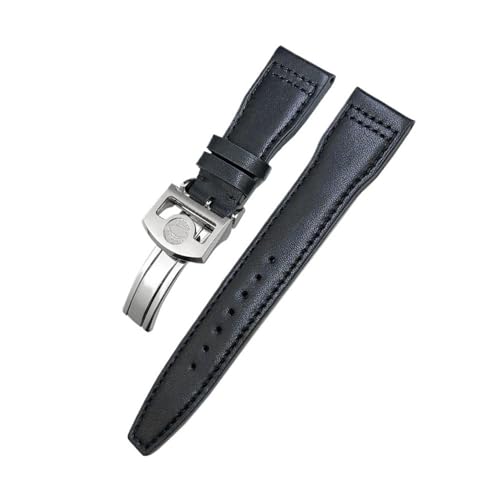 HASGTFM 20mm 21mm 22mm Lederarmband passend for IWC Big Pilot's Watch Pilot Spitfire passend for Princekin Mark Uhrenarmband(Black black Round,22mm) von HASGTFM
