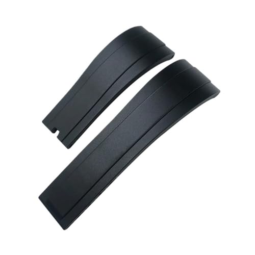 HASGTFM 20mm 21mm Schwarz Rot Grün Konkaves Gummiarmband Passend for Rolex Daytona GMT Submariner Gürtelschnalle Sport Silikon Uhrenarmband(Black,21mm) von HASGTFM