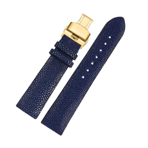 HASGTFM 20mm 22mm Pearl Fish Skin Strap ist anwendbar Fit for Huawei/Fit for TISSOT/Fit for Omega/Fit for Mido Herren- und Damen-Devil-Watch-Zubehör, schwarze Schnalle(Blue gk bk,22mm) von HASGTFM