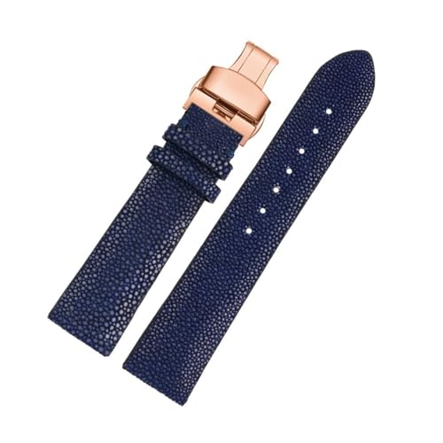 HASGTFM 20mm 22mm Pearl Fish Skin Strap ist anwendbar Fit for Huawei/Fit for TISSOT/Fit for Omega/Fit for Mido Herren- und Damen-Devil-Watch-Zubehör, schwarze Schnalle(Blue rg bk,22mm) von HASGTFM