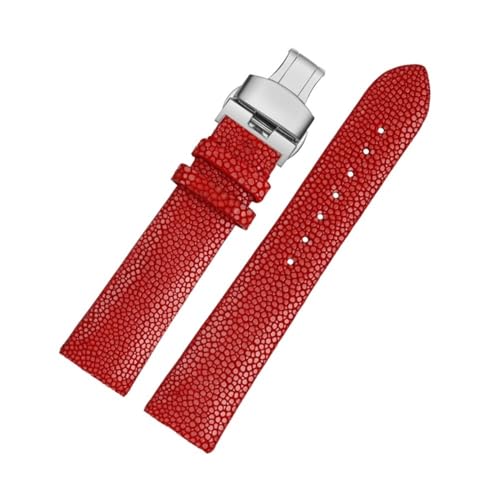 HASGTFM 20mm 22mm Pearl Fish Skin Strap ist anwendbar Fit for Huawei/Fit for TISSOT/Fit for Omega/Fit for Mido Herren- und Damen-Devil-Watch-Zubehör, schwarze Schnalle(Red sk bk,20mm) von HASGTFM