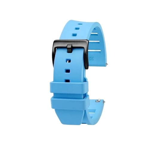 HASGTFM 20mm 22mm Quick Release Weiches Fluorkautschuk-Armband Passend for Breitling Avenger Super Ocean Silikon-Uhrenarmband Uhrenzubehör(Sky Blue bk,22mm) von HASGTFM