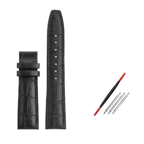 HASGTFM 20mm 22mm gebogenes Ende Kalbsleder Uhrenarmband Armband passend for IWC passend for Portugal 7 passend for Betafeno Armband schwarz blau mit Werkzeug(03 black-no buckle,20mm) von HASGTFM