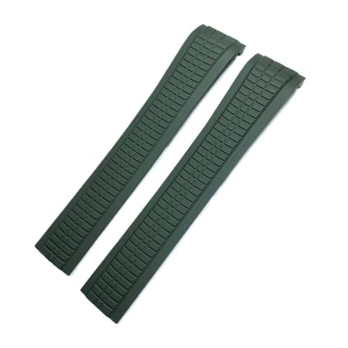 HASGTFM 21 mm gebogenes Silikonkautschuk-Armband, passend for Patek PP, passend for Philippe, passend for AQUANAUT 5167A, schwarz, blau, orange, weiches Uhrenarmband(Green,21MM_SILVER BUCKLE) von HASGTFM