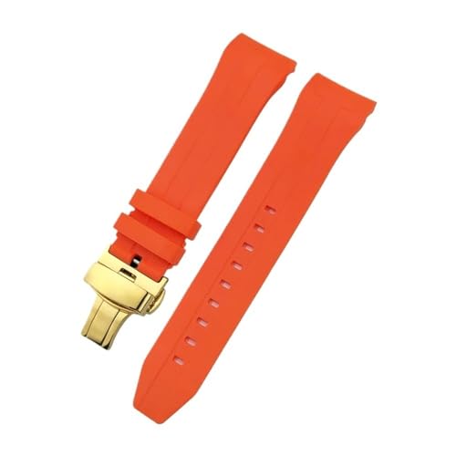 HASGTFM 21mm 22mm Gebogene Gummi Silikon Armband Fit for Tissot Fit for Sea Star T120 T120417A Tauchen Uhr Armband armband(Orange-Gold Fold,22mm) von HASGTFM
