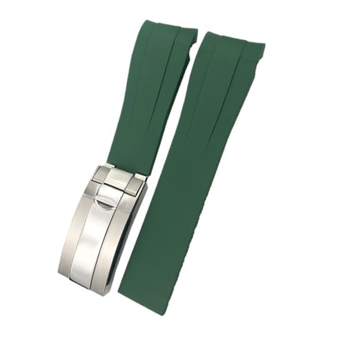 HASGTFM 21mm 22mm Schwarz Blau Gummi Armband Passend for Rolex DEEPSEA Sea-Dweller Submariner Silikon Uhrenarmband Zubehör(Green,21MM DEEPSEA_SILVER GOLD) von HASGTFM