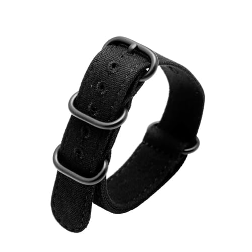 HASGTFM 22 24 26 mm doppelseitig verdicktes Canvas-Uhrenarmband General Brands Nylon-Sicherheitsgurt Passend for Panerai/Passend for Breitling/Passend for ZENITH Pilo(Black bk,20mm) von HASGTFM