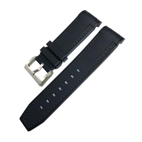 HASGTFM 22mm 23mm gebogenes Ende Gummi-Silikon-Uhrenarmband passend for Blancpain Fifty Fathoms passend for Tudor passend for CITIZEN Series Uhrenarmband-Werkzeuge(Black Black,22mm) von HASGTFM