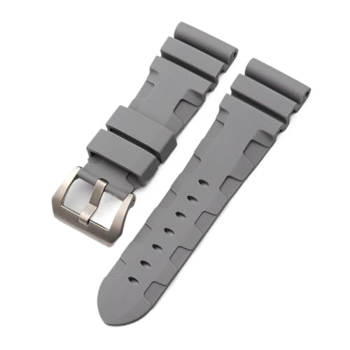 HASGTFM 22mm 24mm 26mm Natur Gummi Silikon Armband Fit for Panerai Fit for Luminor PAM441 Schwarz Blau Orange sport Uhr Strap Werkzeuge(-silver,26mm without buckle) von HASGTFM