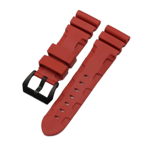 HASGTFM 22mm 24mm 26mm Natur Gummi Silikon Armband Fit for Panerai Fit for Luminor PAM441 Schwarz Blau Orange sport Uhr Strap Werkzeuge(Red-black,22mm) von HASGTFM