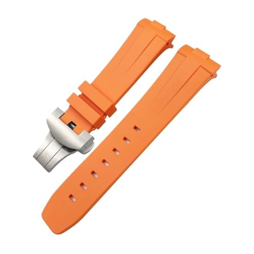 HASGTFM 24 mm gebogenes Ende, Gummi-Silikon-Armband, passend for Panerai SUBMERSIBLE PAM441 Sportuhr mit Schnalle(Orange,24MM_BLACK BUCKLE) von HASGTFM
