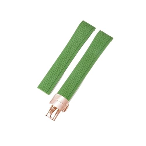 HASGTFM Arc Mouth Silikon-Uhrenarmband, passend for Patek Philippe Aquanaut5167A/5164 Granate, faltbar, 21 mm(L-green-Rose-Z18) von HASGTFM