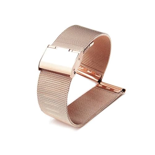 HASGTFM Armband 12mm 14mm 16mm 18mm 20mm 22mm 24mm Universal Edelstahl Metall Uhrenarmband Armband Schwarz Roségold(Rose Gold,12mm) von HASGTFM