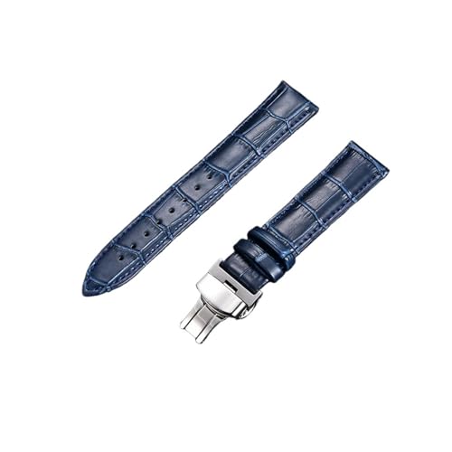 HASGTFM Armband mit Bambusmuster, 18 mm, 20 mm, 22 mm, 24 mm, Schmetterlingsschnalle, blau, rot, schwarz, Uhrenarmband, Uhrenzubehör(Dark blue-silver,22mm) von HASGTFM