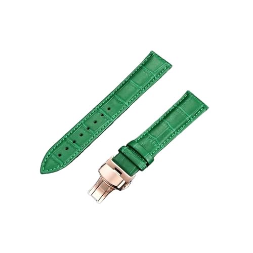 HASGTFM Armband mit Bambusmuster, 18 mm, 20 mm, 22 mm, 24 mm, Schmetterlingsschnalle, blau, rot, schwarz, Uhrenarmband, Uhrenzubehör(Green-rose gold,18mm) von HASGTFM