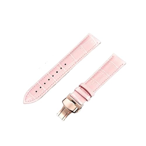 HASGTFM Armband mit Bambusmuster, 18 mm, 20 mm, 22 mm, 24 mm, Schmetterlingsschnalle, blau, rot, schwarz, Uhrenarmband, Uhrenzubehör(Pink-rose gold,22mm) von HASGTFM