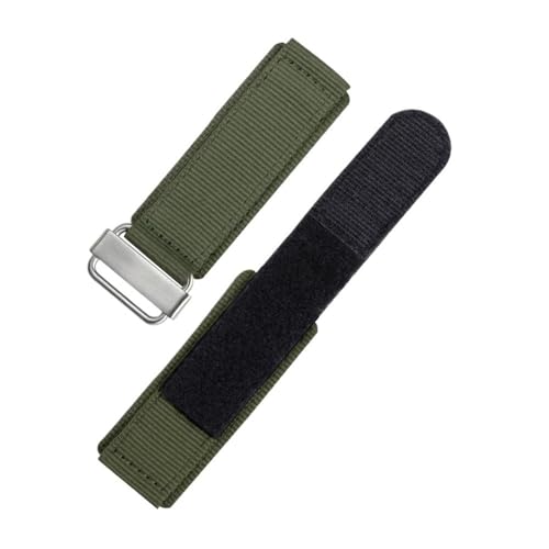 HASGTFM Bequeme und atmungsaktive Nylon-Uhrenarmbänder mit Klettverschluss, passend for Panerai, passend for Bell, passend for Ross Canvas-Uhrenarmband 22 24 mm(Army green-Steel,24mm) von HASGTFM