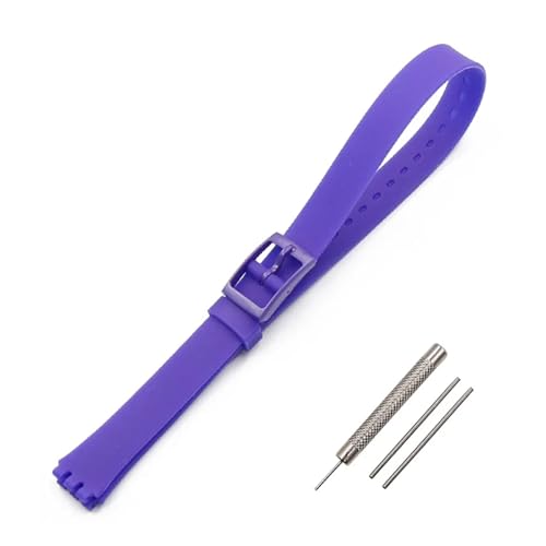 HASGTFM Dornschließe 12 mm Silikonarmband Damenuhr Zubehör Passend for Swatch LW143 LB131 LB170 LS115 langes Kinderarmband Uhrenarmband(Deep purple) von HASGTFM