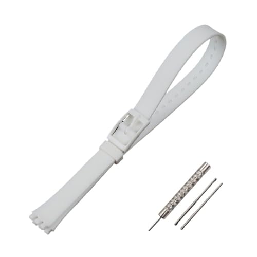 HASGTFM Dornschließe 12 mm Silikonarmband Damenuhr Zubehör Passend for Swatch LW143 LB131 LB170 LS115 langes Kinderarmband Uhrenarmband(White) von HASGTFM