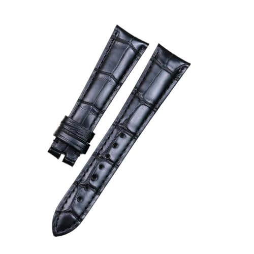 HASGTFM Dunkelbraunes schwarzes Armband mit gebogenem Ende, passend for Zenith Star Leder-Schweißband mit Maserung(Black) von HASGTFM