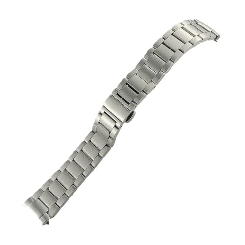 HASGTFM Edelstahl-Uhrenarmband mit gebogenem Ende, 20 mm, passend for Omega, passend for Seamaster 300 AT150 Aqua Terra, silbernes Uhrenarmband aus massivem Metall(Silver Matte,20mm) von HASGTFM