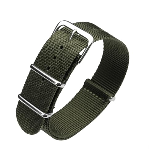 HASGTFM Einfache und reine Farbe Outdoor-Sport Nylon-Canvas-Uhrengürtel Wasserdicht und schweißfest 16 18 20 22 24 Militäruhr-Männerarmband(19 army green,20mm) von HASGTFM