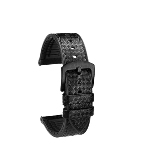 HASGTFM Fit for Hamilton Uhr Strap Khaki Aviation Wind Speed ​​Serie Verbund Carbon Faser Armband Zubehör Sport Gummi Männer 20mm 22m(Black black,22MM) von HASGTFM