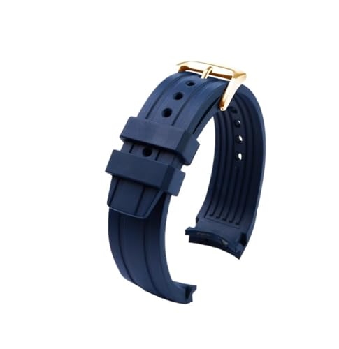 HASGTFM Gebogene Schnittstellen Armband passend for Citizen BN0190-15E/0191/0193 CA0718-13E CA4386/4385 Herren Gummi-Uhrenarmband Armband-Zubehör(Blue-rosegold) von HASGTFM