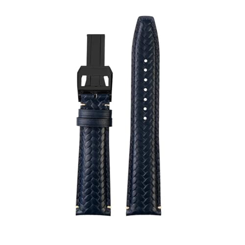 HASGTFM Gewebtes Armband, passend for IWC IW344205, IW371614, IW500713, passend for PORTUGIESER, passend for Portofino, blaues Uhrenarmband aus weichem Leder, 22 mm(Blue-black-B) von HASGTFM
