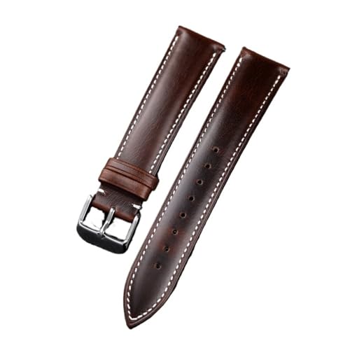 HASGTFM Handgefertigtes Armband aus gefettetem Leder, 18, 19, 20, 21, 22 mm, hochwertige, weiche Textur(A silver buckle,22mm) von HASGTFM