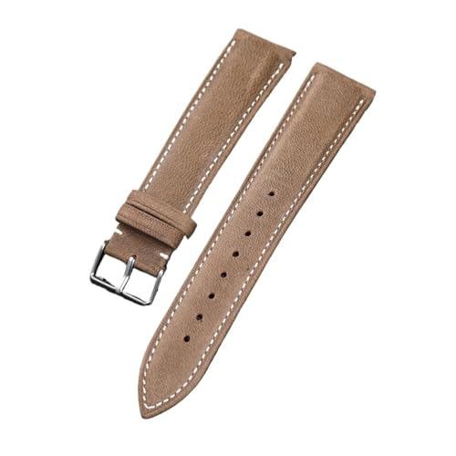 HASGTFM Handgefertigtes Armband aus gefettetem Leder, 18, 19, 20, 21, 22 mm, hochwertige, weiche Textur(B silver buckle,22mm) von HASGTFM