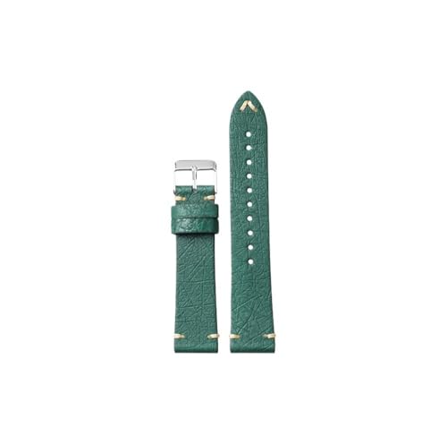 HASGTFM Handgefertigtes Lederarmband, 18 19 20 21 22 mm blau schwarz grün Lederarmband, ultradünnes weiches Herrenarmband, Dornschließe(Green Silver,19mm) von HASGTFM