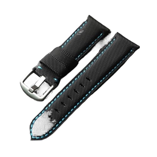 HASGTFM Handgefertigtes Lederarmband mit Fasern 20 22 24 26 mm, angepasst an das weiche Vintage-Herrenarmband PAM111 441 mit hochwertigen Fasern.(B Silver buckle,24mm) von HASGTFM