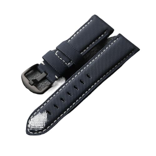 HASGTFM Handgefertigtes Lederarmband mit Fasern 20 22 24 26 mm, angepasst an das weiche Vintage-Herrenarmband PAM111 441 mit hochwertigen Fasern.(C Brack buckle,24mm) von HASGTFM