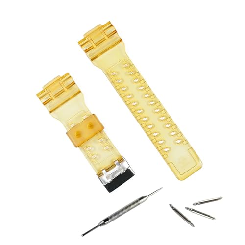 HASGTFM Herrenharzarmband Uhrenzubehör Dornschließe Passend for Casio Passend for GSHOCK GA100 GA110 GA120 GD120 Sport wasserdichtes Armband Damenuhrenarmband(Transparent amber) von HASGTFM
