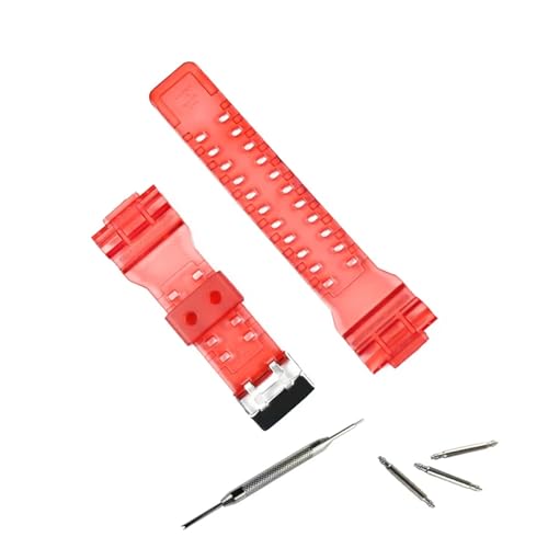 HASGTFM Herrenharzarmband Uhrenzubehör Dornschließe Passend for Casio Passend for GSHOCK GA100 GA110 GA120 GD120 Sport wasserdichtes Armband Damenuhrenarmband(Transparent red) von HASGTFM