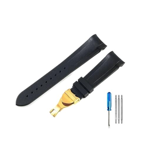 HASGTFM Hochwertige Silikon-Uhrenarmbänder passend for Tudor 1958 Black Bay Bronze Small Copper Flower Small Red Flower Series Armband 22 mm(Black-GD-Z20) von HASGTFM