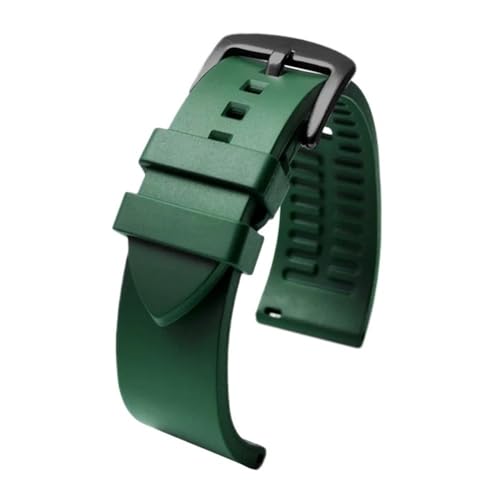 HASGTFM Hochwertiges Fluorkautschuk-Uhrenarmband, 20 mm, 21 mm, 22 mm, 23 mm, 24 mm, Sportarmband, schwarz-grünes Armband mit Schnellverschluss-Federsteg(Green bk,21mm) von HASGTFM