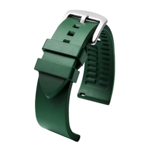 HASGTFM Hochwertiges Fluorkautschuk-Uhrenarmband, 20 mm, 21 mm, 22 mm, 23 mm, 24 mm, Sportarmband, schwarz-grünes Armband mit Schnellverschluss-Federsteg(Green sk,24mm) von HASGTFM