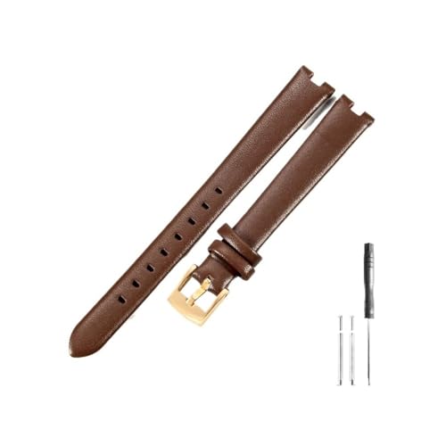 HASGTFM Konkaves Interface-Lederarmband, passend for GC Gucci YA14140 141501 Serie, atmungsaktives, hautfreundliches Damenarmband, 12 x 4, 14 x 4 mm(Brown-GD-K12,12x4mm) von HASGTFM