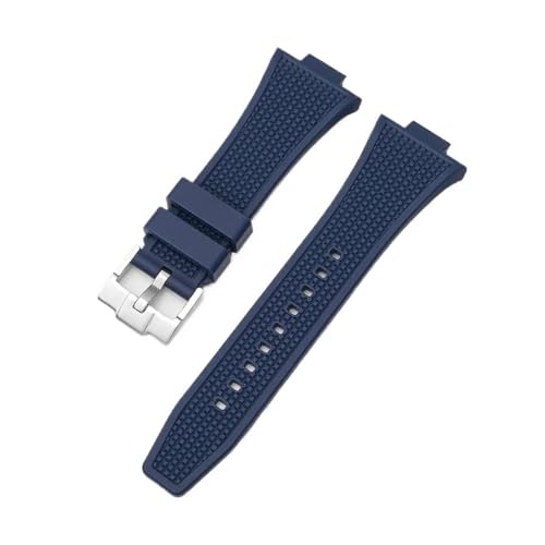 HASGTFM Konvexes Endband passend for Tissot PRX Serie T137.407/T137.410 Super Player Herren Gummi Silikon Schnellverschluss Uhrenarmband 12 mm * 26 mm(Royal blue Silver) von HASGTFM