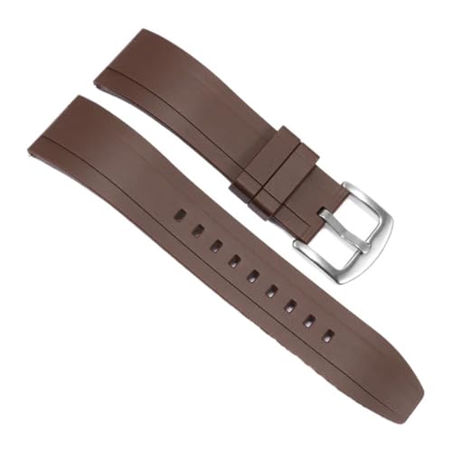 HASGTFM Langlebiges und verschleißfestes Silikon-Universal-Uhrenarmband, weiches, bequemes Armband, 20 22 24 mm(Coffee-Steel-K2,22mm) von HASGTFM