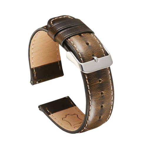 HASGTFM Leder 20mm 22mm Öl Wachs Haut Leder Uhr Band Quick Release Armband Armband Uhr Zubehör(Dark green(silver),22mm) von HASGTFM