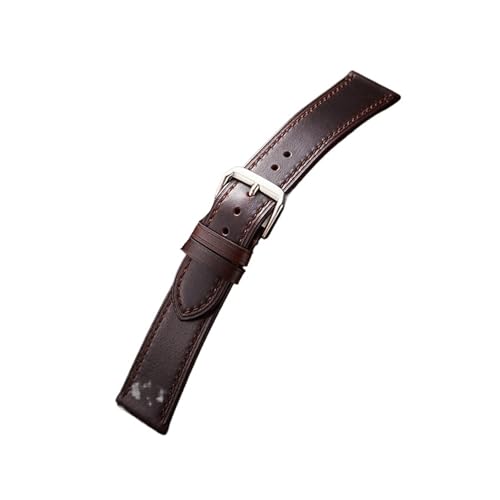 HASGTFM Leder-Uhrenarmband, Retro-Ölwachs-Haut, ultradünne Business-Uhrenarmbänder, 18/19/20/21/22 mm(Red Brown,21mm) von HASGTFM
