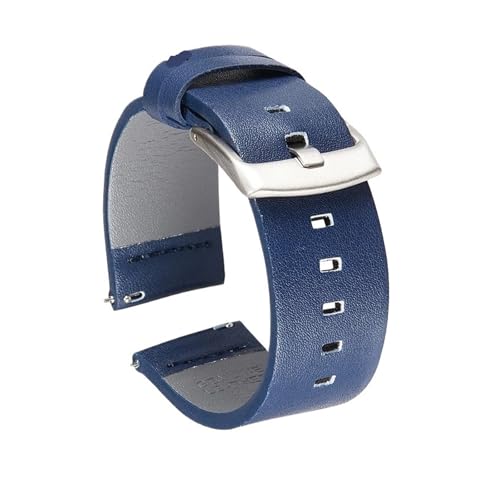 HASGTFM Leder-Uhrenarmband, passend for Samsung Galaxy Watch 42 46 mm Gear S3 Sport-Armband, Schnellverschluss, 18, 20, 22, 24 mm, Grau(Blue(silver),22mm) von HASGTFM