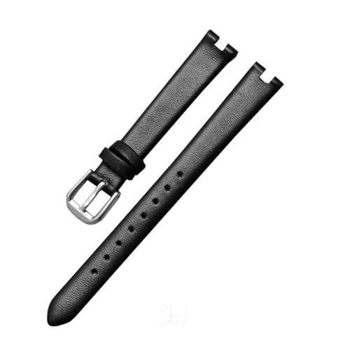 HASGTFM Leder-Uhrenarmband, passend for Tissot 1853, Kerbband, passend for Flamenco-Serie, T003-Gürtel, Damen-T009a-Armband, 8 mm, 10 mm, 12 mm(Black-silver,12mm) von HASGTFM
