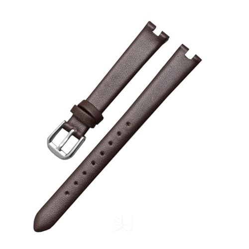HASGTFM Leder-Uhrenarmband, passend for Tissot 1853, Kerbband, passend for Flamenco-Serie, T003-Gürtel, Damen-T009a-Armband, 8 mm, 10 mm, 12 mm(Brown-silver,10mm) von HASGTFM