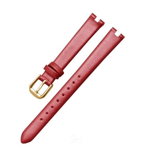 HASGTFM Leder-Uhrenarmband, passend for Tissot 1853, Kerbband, passend for Flamenco-Serie, T003-Gürtel, Damen-T009a-Armband, 8 mm, 10 mm, 12 mm(Red-gold,8mm) von HASGTFM