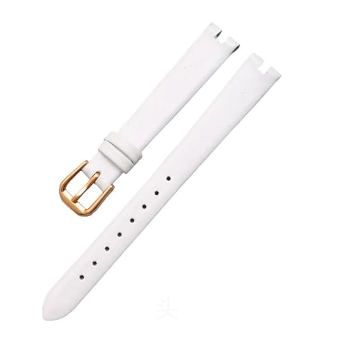 HASGTFM Leder-Uhrenarmband, passend for Tissot 1853, Kerbband, passend for Flamenco-Serie, T003-Gürtel, Damen-T009a-Armband, 8 mm, 10 mm, 12 mm(White-gold,12mm) von HASGTFM